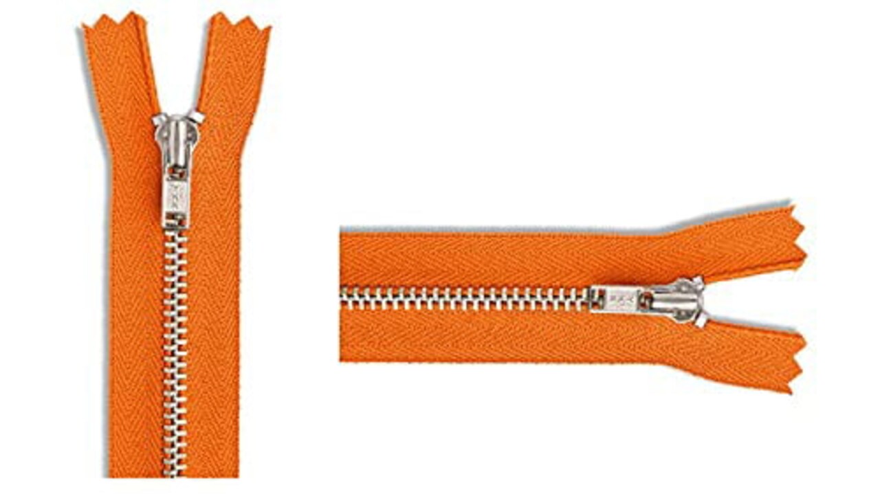 #3 Nickel Pants/Bag Light Weight YKK Zippers - Color: Orange #523 - Choose Your Length - Made in The United States (1 Zipper Per Pack) (14" Inches)